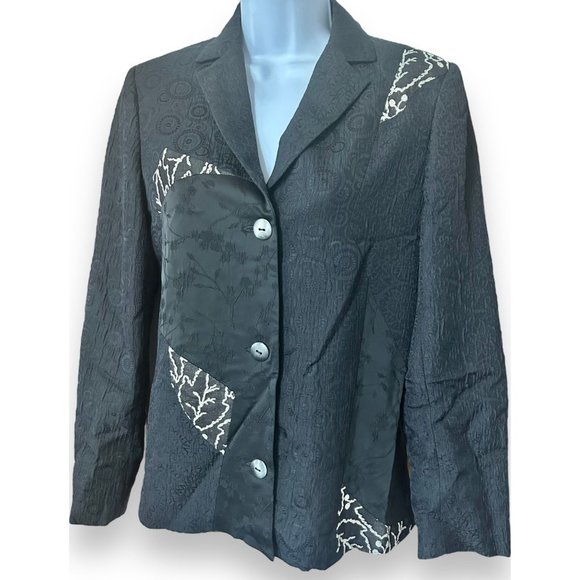 Canvasbacks Black Mixed Print Textured Blazer Jacket - Picture 1 of 9